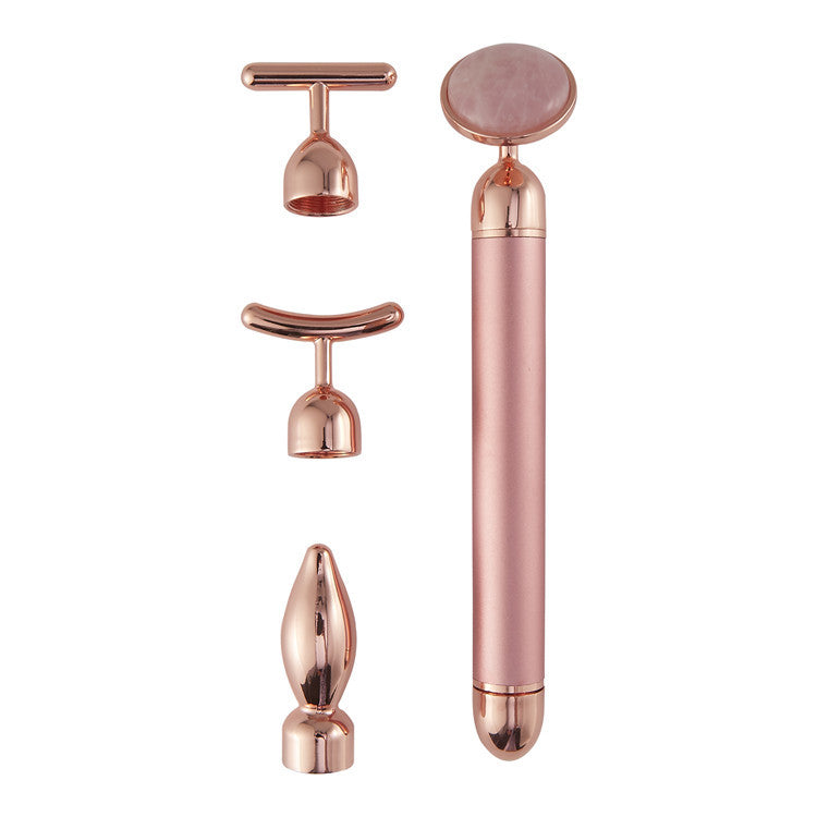 Vibrating Rose Quartz 4 in 1 Face Roller