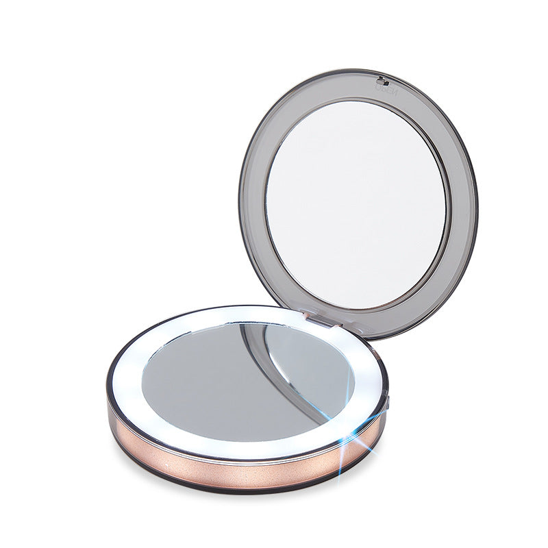 LED Lighted Mini  3X Magnifying Compact Makeup Mirror